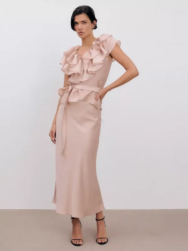 Ida Sjöstedt Eyra Tie Waist Ruffle Top