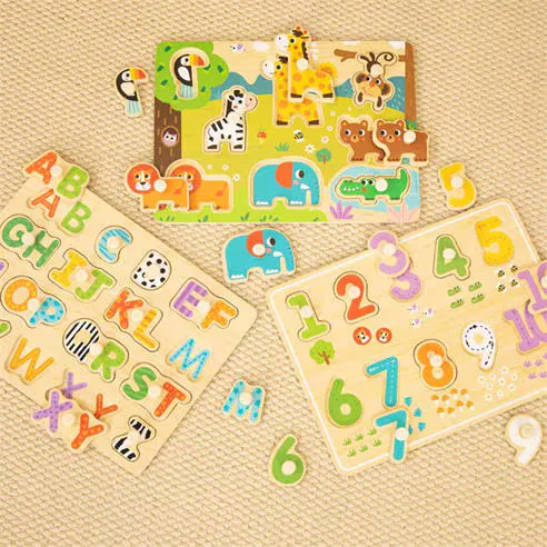 Tooky Toy 3PCS Wooden Safari Puzzle