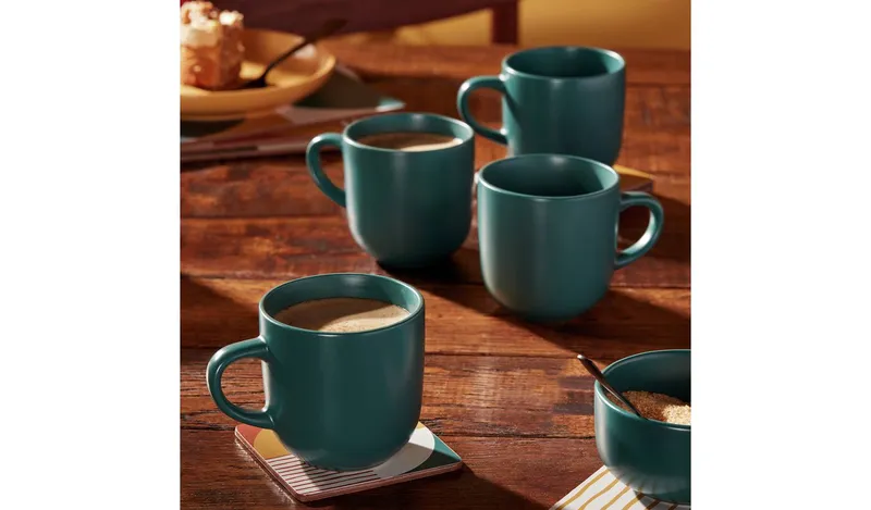 Habitat Matte Glaze Set of 4 Stoneware Mugs - Teal
