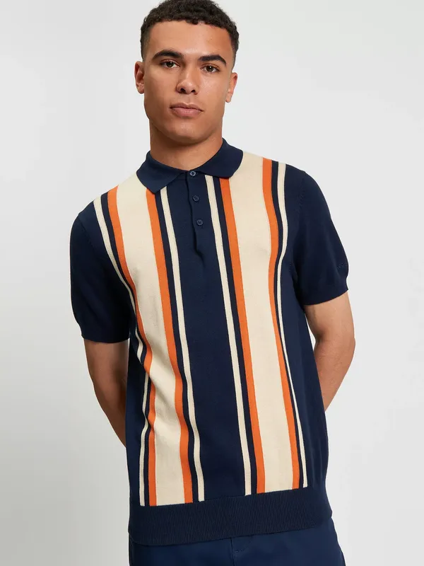 Ben Sherman Vertical Stripe Polo Shirt, Black