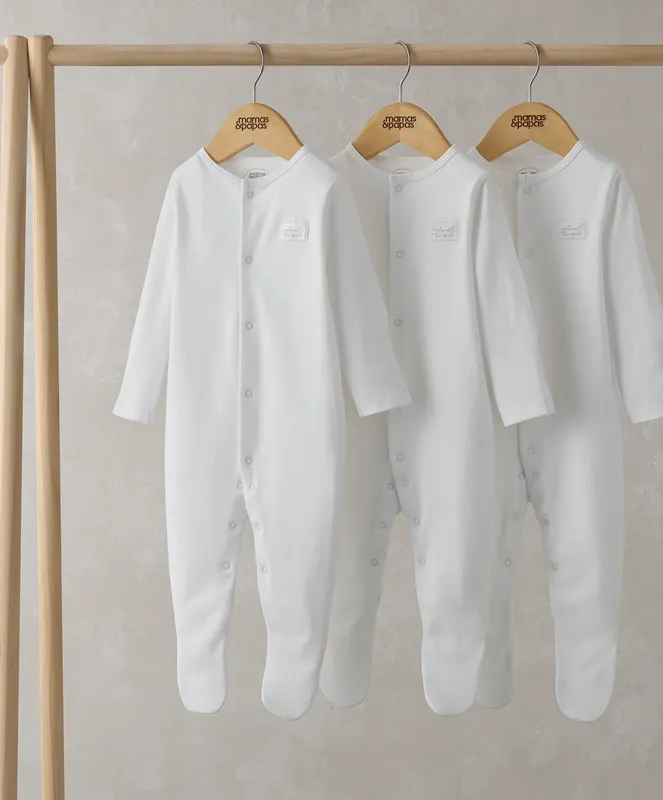Mamas & Papas White Sleepsuits (Pack of 3)