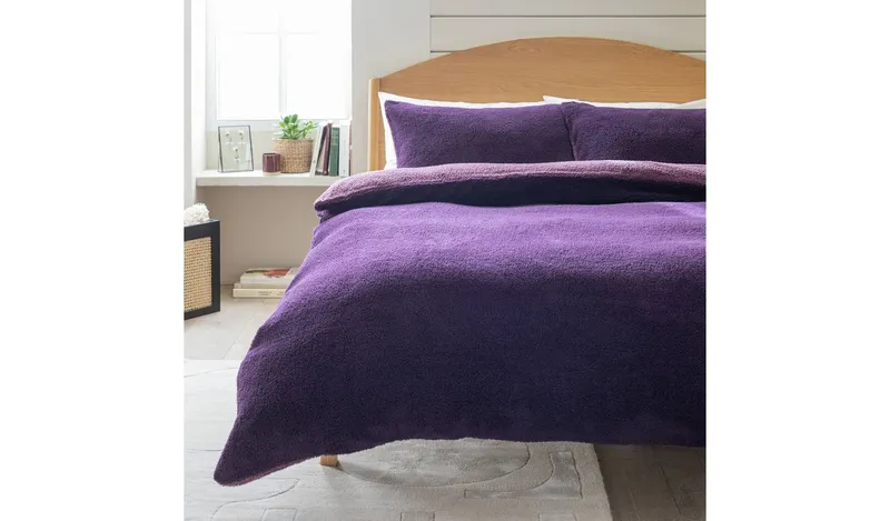 Argos Home Double Sided Fleece Purple Bedding Set