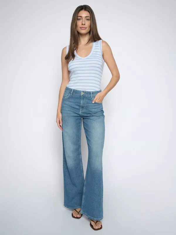 MOS MOSH Dara Zack High Rise Wide Leg Jeans, Blue