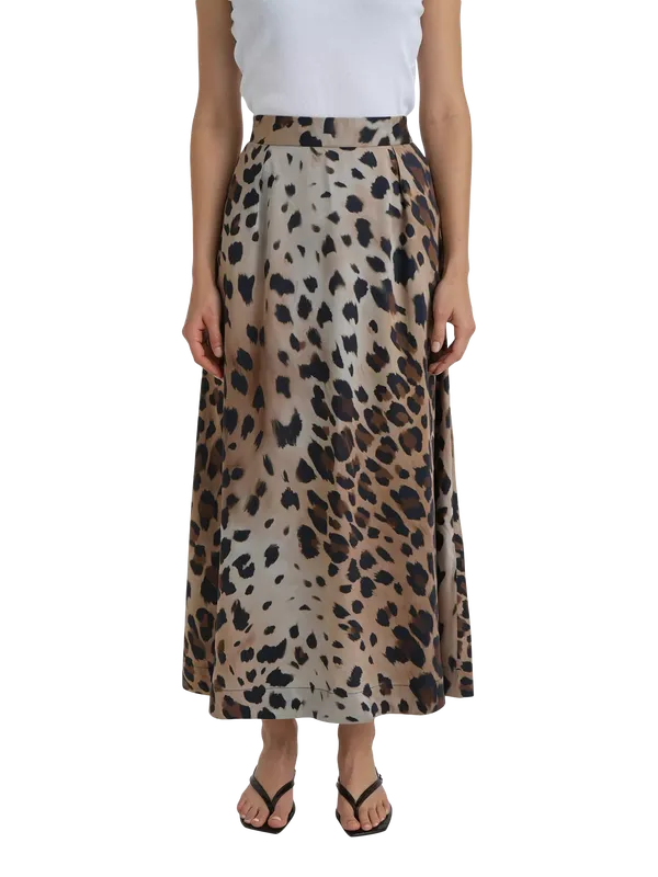 Smith & Soul Animal Print Midi Skirt, Dark Chocolate Print