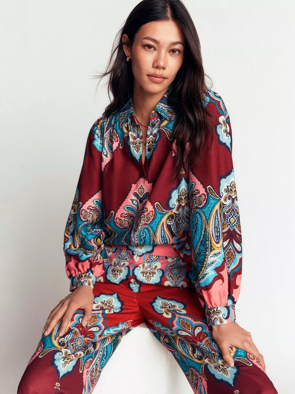 Boden Paisley Loose Fit Shirt containing LENZING™ ECOVERO™ Viscose, Multi