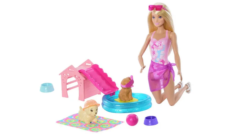 Barbie Puppy Pool Party Playset with Doll & Pet Accessories