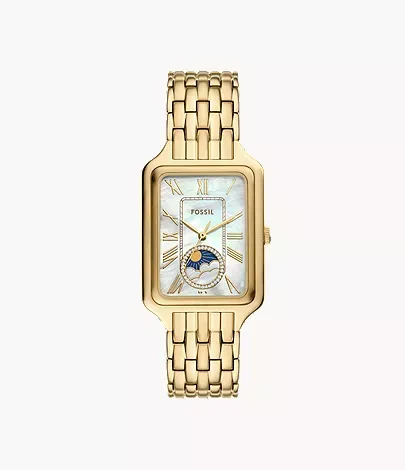 Fossil Raquel 29 mm Sun Moon Multifunction Gold-Tone Stainless Steel Watch