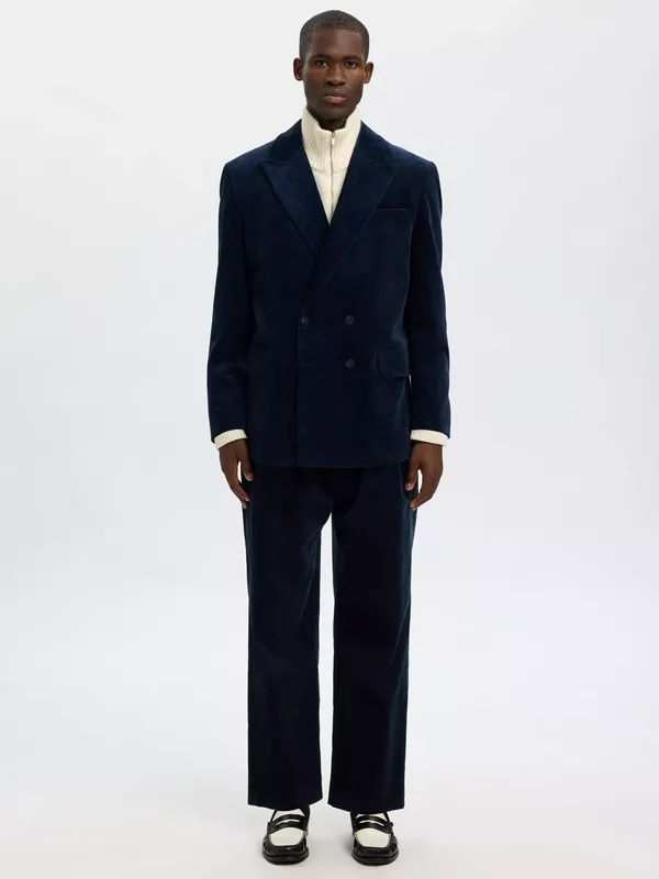 Selected Matteo Corduroy Suit Trousers, Dark Petrol