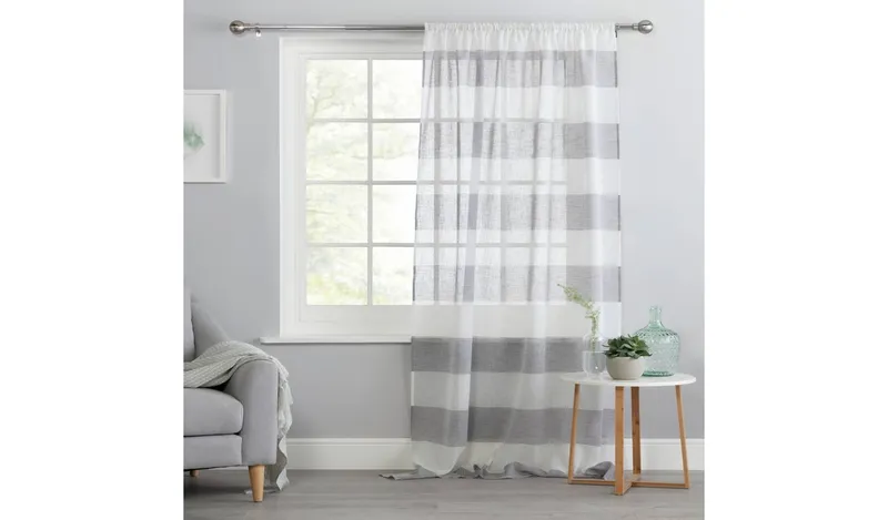 Habitat Pencil Pleat Voile Curtain - Grey - 140x229cm