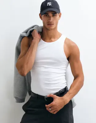 Essentials muscle fit vest in white