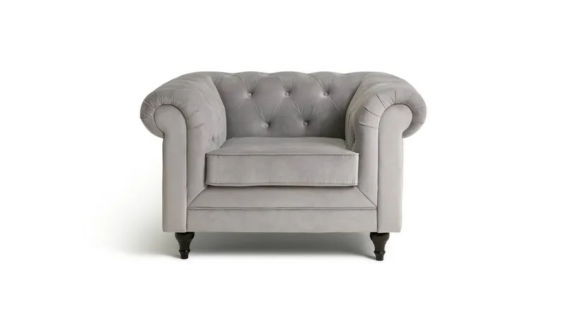 Habitat Chesterfield Velvet Armchair - Light Grey