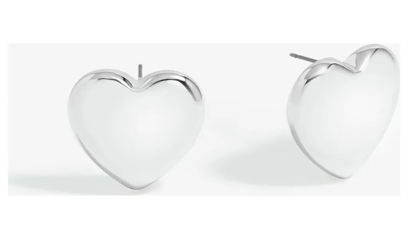 Lipsy Silver Polished Puffed Heart Stud Earrings 