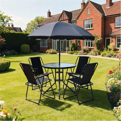 Linea 5-Piece Glass Top Folding Garden Dining Set