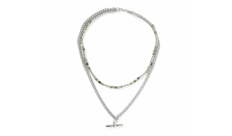 Uncommon Souls Double Row Beaded and Chain Necklace