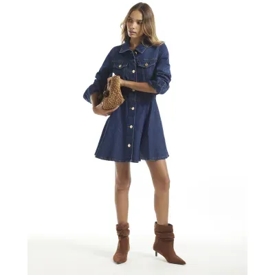 Blue Denim Long Sleeve Mini Dress