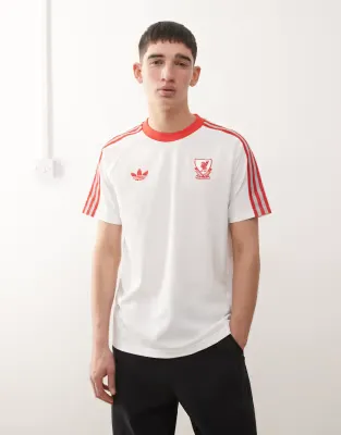 adidas Football Liverpool t-shirt in white and red