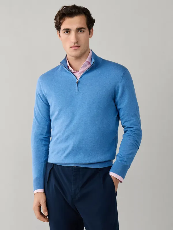 Hackett London with Cashmere Quarter Zip Fine Knit Jumper