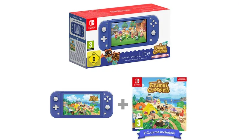 Nintendo Switch Lite Blue + Animal Crossing NH Bundle
