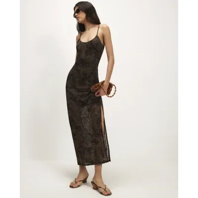 Green Sleeveless Devore Maxi Dress