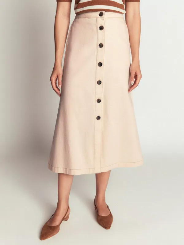 Boden Val Midi Skirt, Ecru