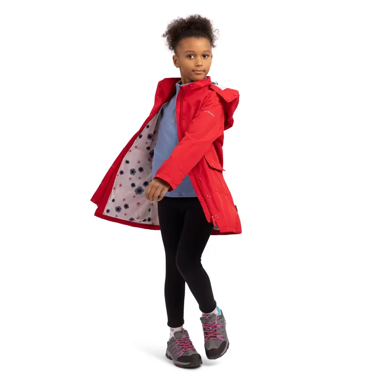 TRESPASS Girls Waterproof Windproof Hooded Long Jacket Drizzling