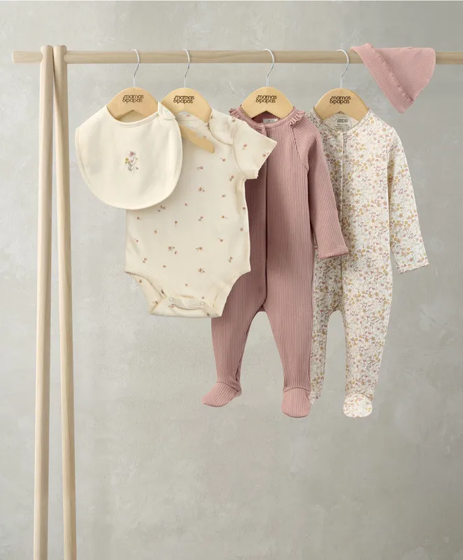 Mamas & Papas Welcome to the World Floral Baby Clothes 5 Piece Set