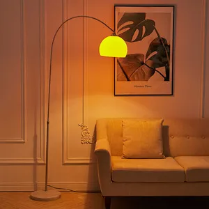 Rotatable Arc Floor Lamp with Marble Base - Orange / 130 - 180 cm