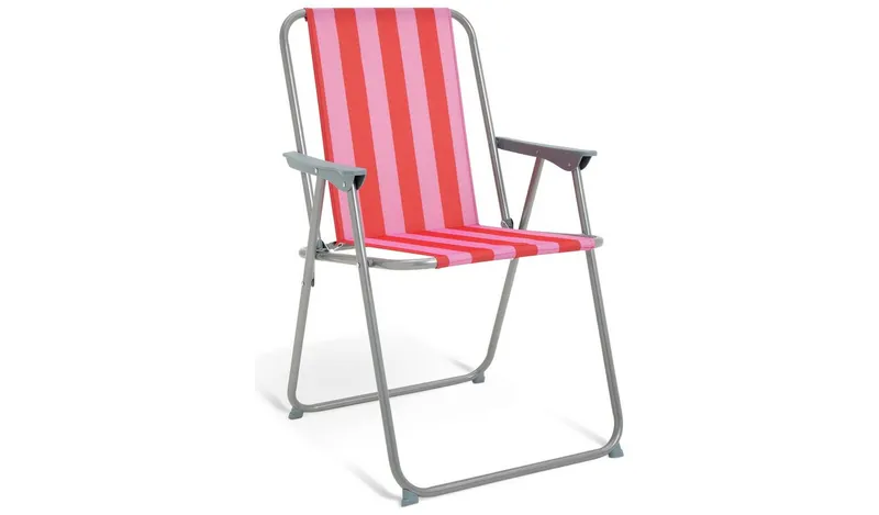 Habitat Folding Metal Garden Chair- Pink & Red