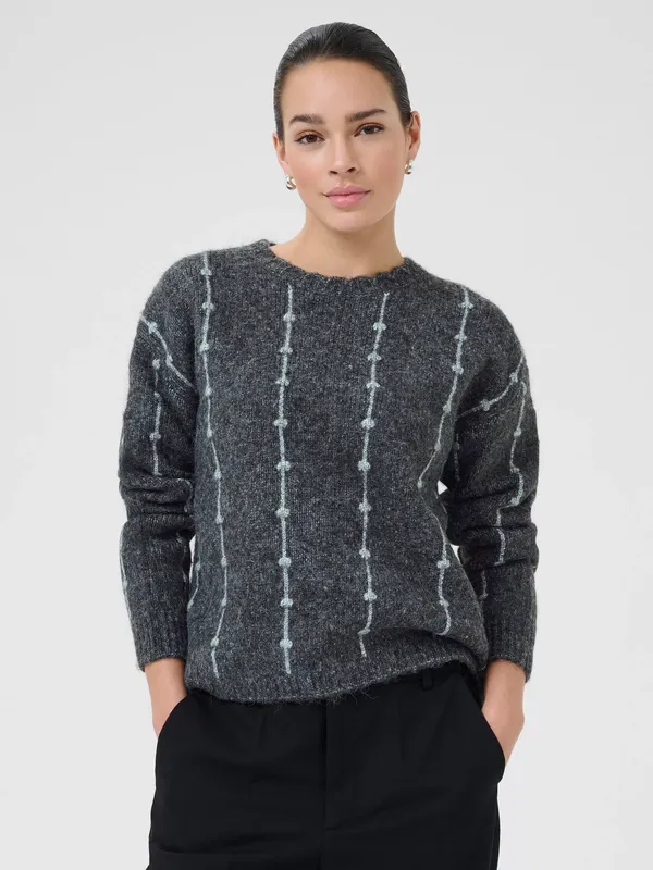 KAFFE KAlianna Wool Blend Jumper, Dark Grey Melange