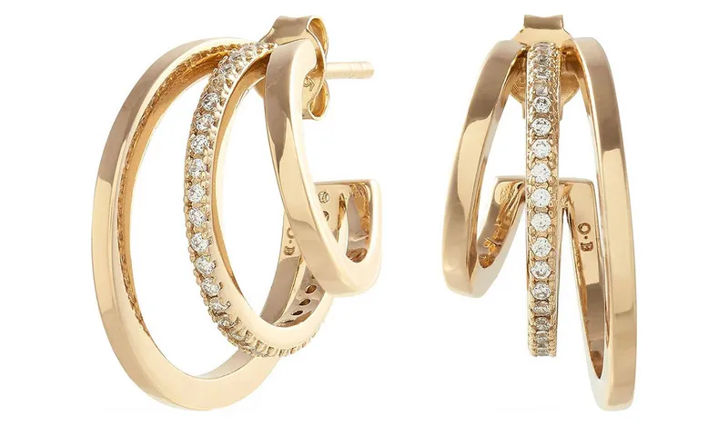 Olivia Burton 18ct Gold Plated Cubic Zirconia Multi Loop Hoop Earrings
