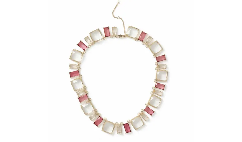 Freedom Multi Pink and Clear Square Crystal Necklace