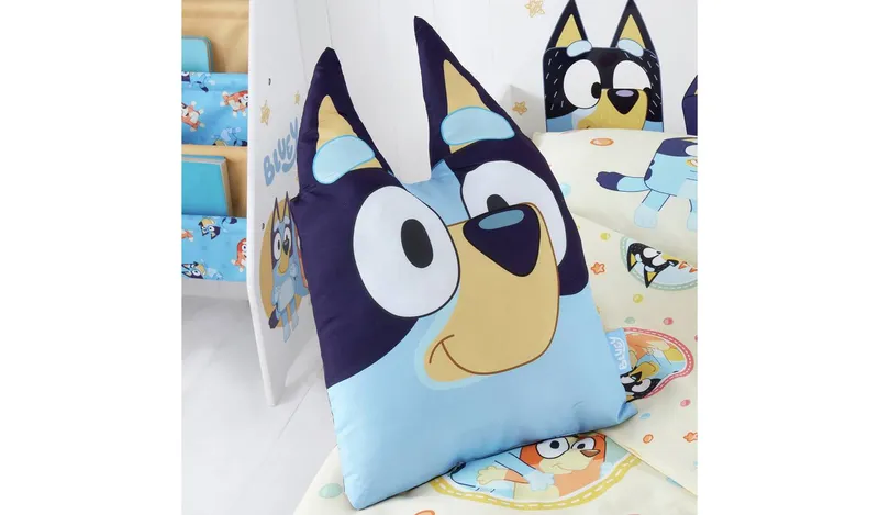 Bluey Kids 3D Ears Shaped Cushion - Blue - 35X35cm