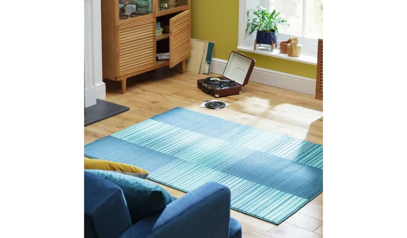 Habitat Abstract Stripe Blue Rug - 120x170cm