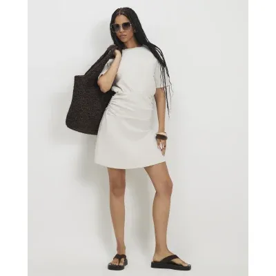 Cream Premium Banded Mini Dress