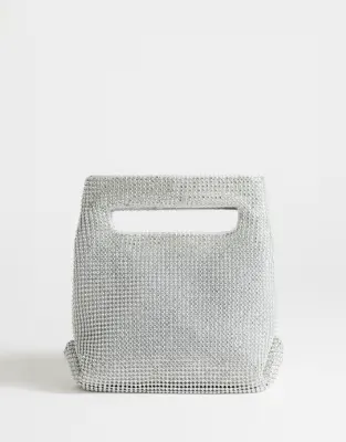 Stella diamante small grab bag in silver