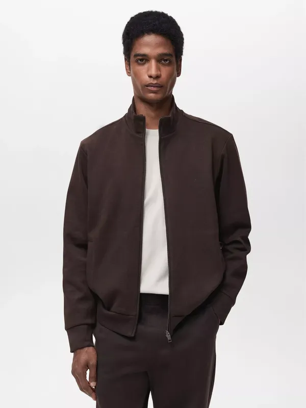 Mango Winner Half Zip Sweatshirt, Dark Brown