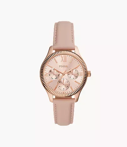 Fossil Rye 36 mm Multifunction Pink Leather Watch
