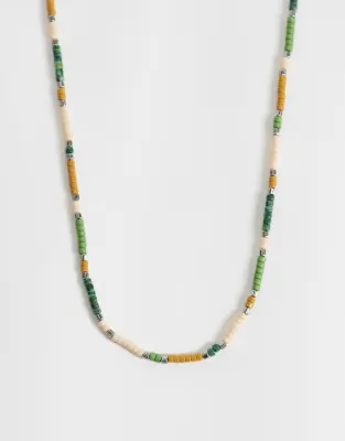 multi beaded necklace with silver detail in multi