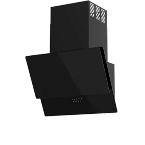 GoodHome PlasmaSense GHAG60PLAS Black steel & glass Angled Cooker hood (W)59.8cm - Gloss black