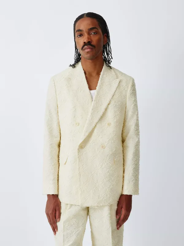 John Lewis x LABRUM Regular Fit Double Breasted Cotton Blend Suit Jacket, Natural