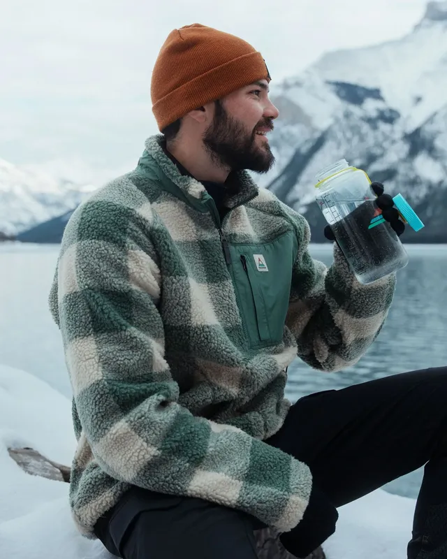 Passenger Clothing Offroad Sherpa 1/2 Zip Fleece - Dark Forest Check