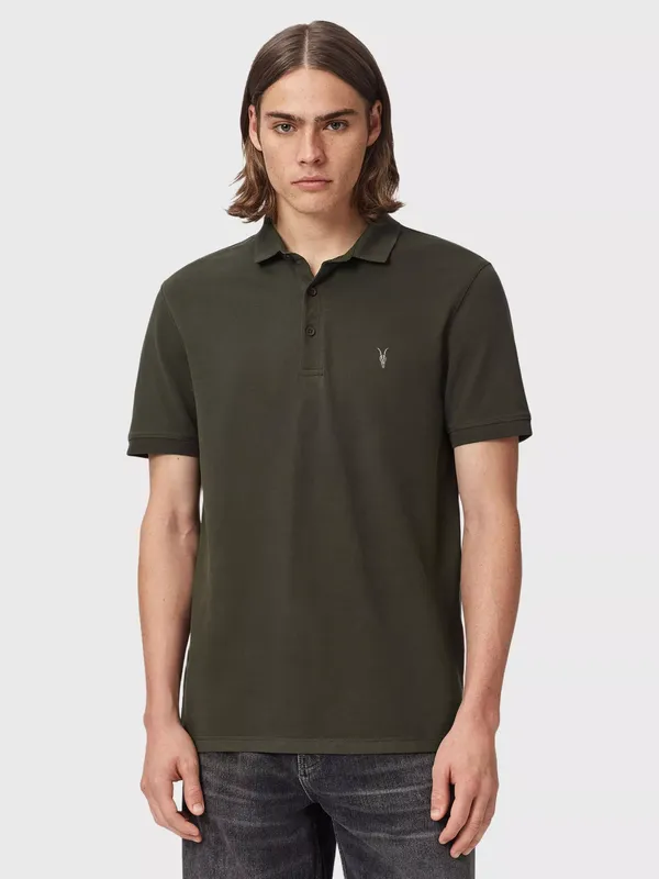 AllSaints Reform Cotton Slim Fit Polo Shirt, Wild Green