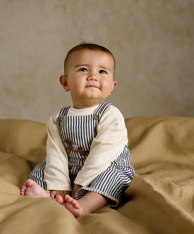Mamas & Papas Stripe Dungarees and Long Sleeve Top