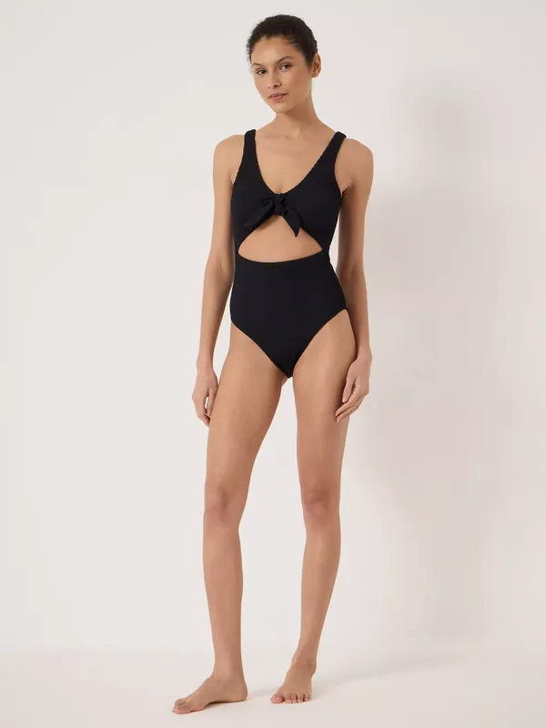 HUSH Maren Crinkle Tie Front Swimsuit, Black
