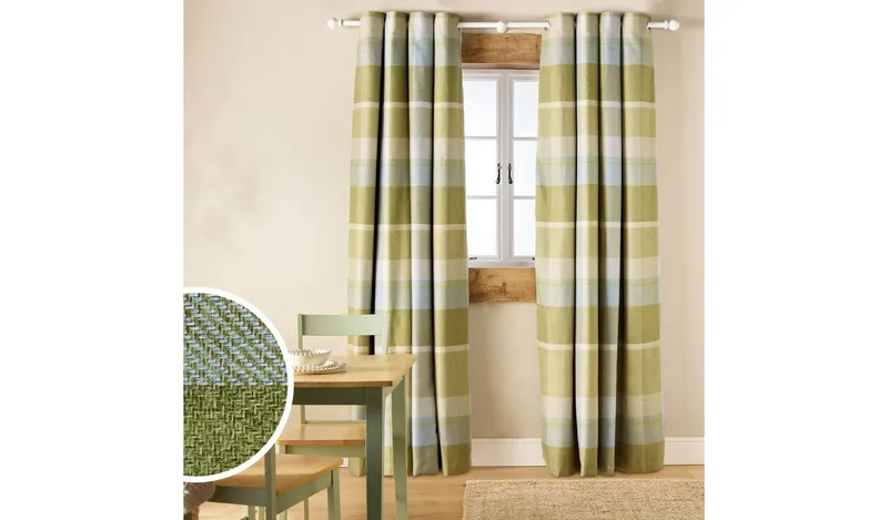 Argos Home Check Blackout Eyelet Curtain - Green