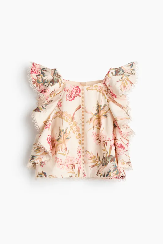 Sleeveless linen-blend top