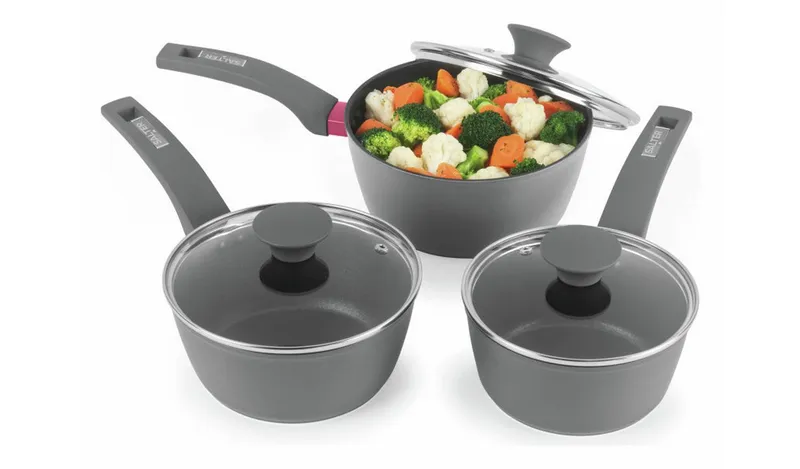 Salter Megastone Optimum 3 Piece Aluminium Pan Set - Grey