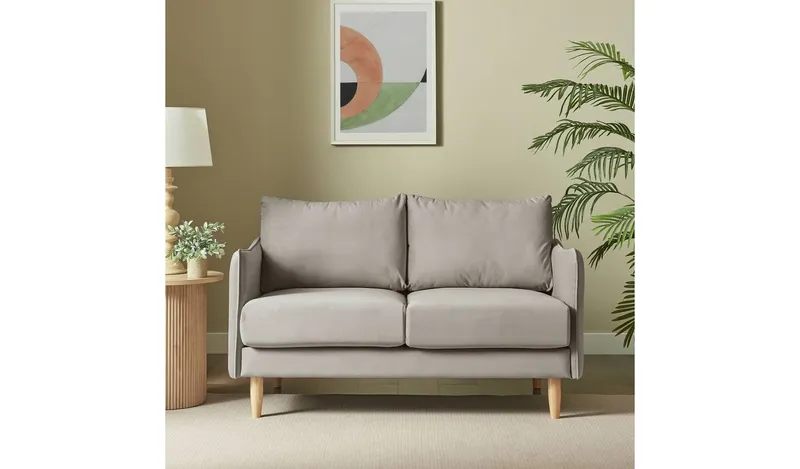 Argos Home Dippy Velvet 2 Seater Sofa - Natural