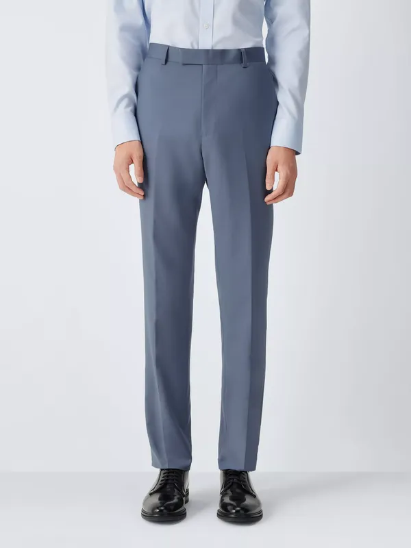 John Lewis Clean Wool Slim Fit Suit Trousers, Slate Blue