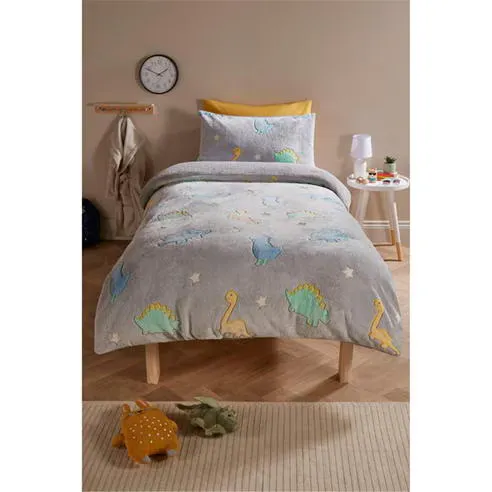 Homelife Glow In The Dark Dino Teddy Fleece Duvet Cover Sets